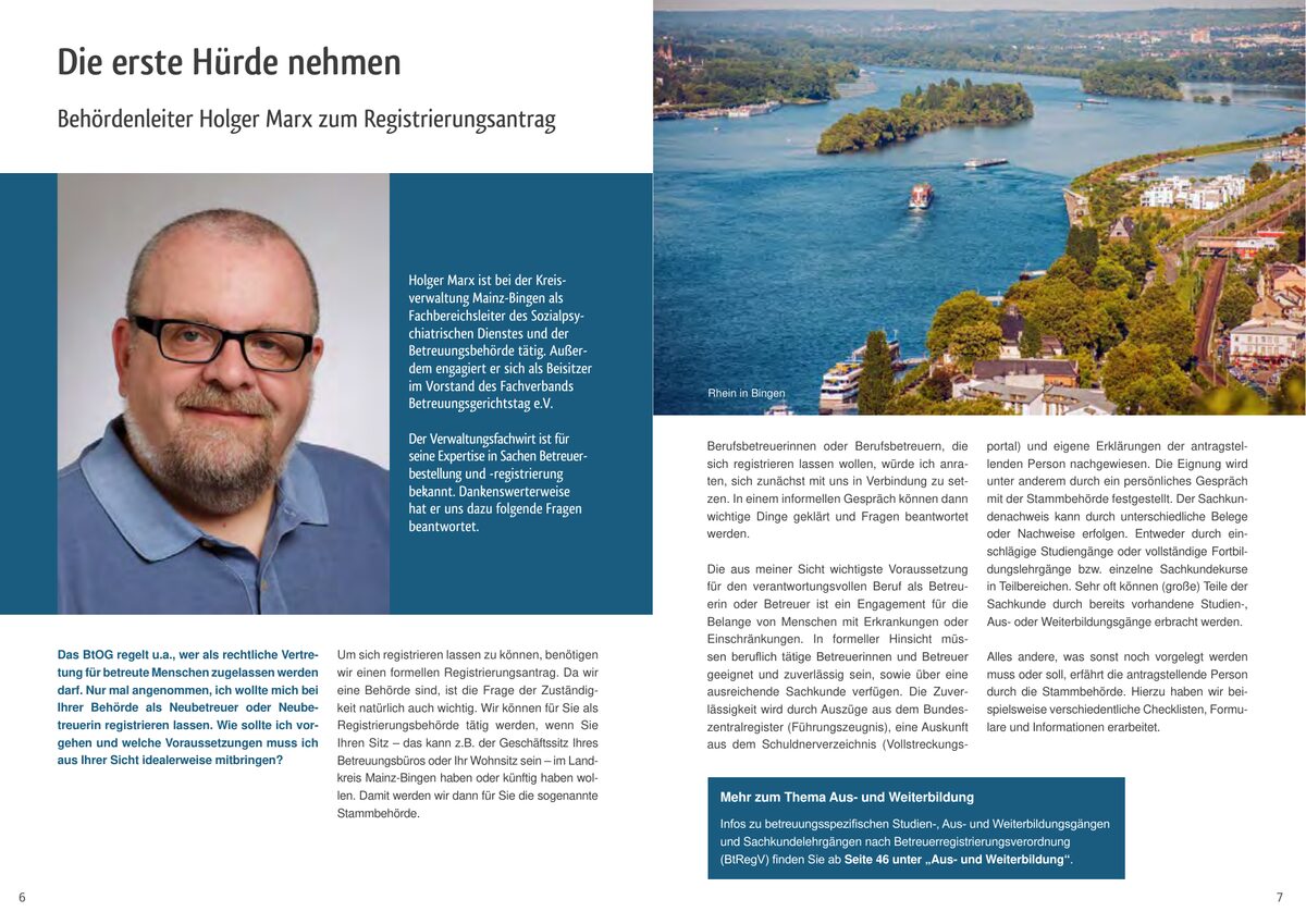 Doppelseite zur Registrierung als Berufsbetreuer